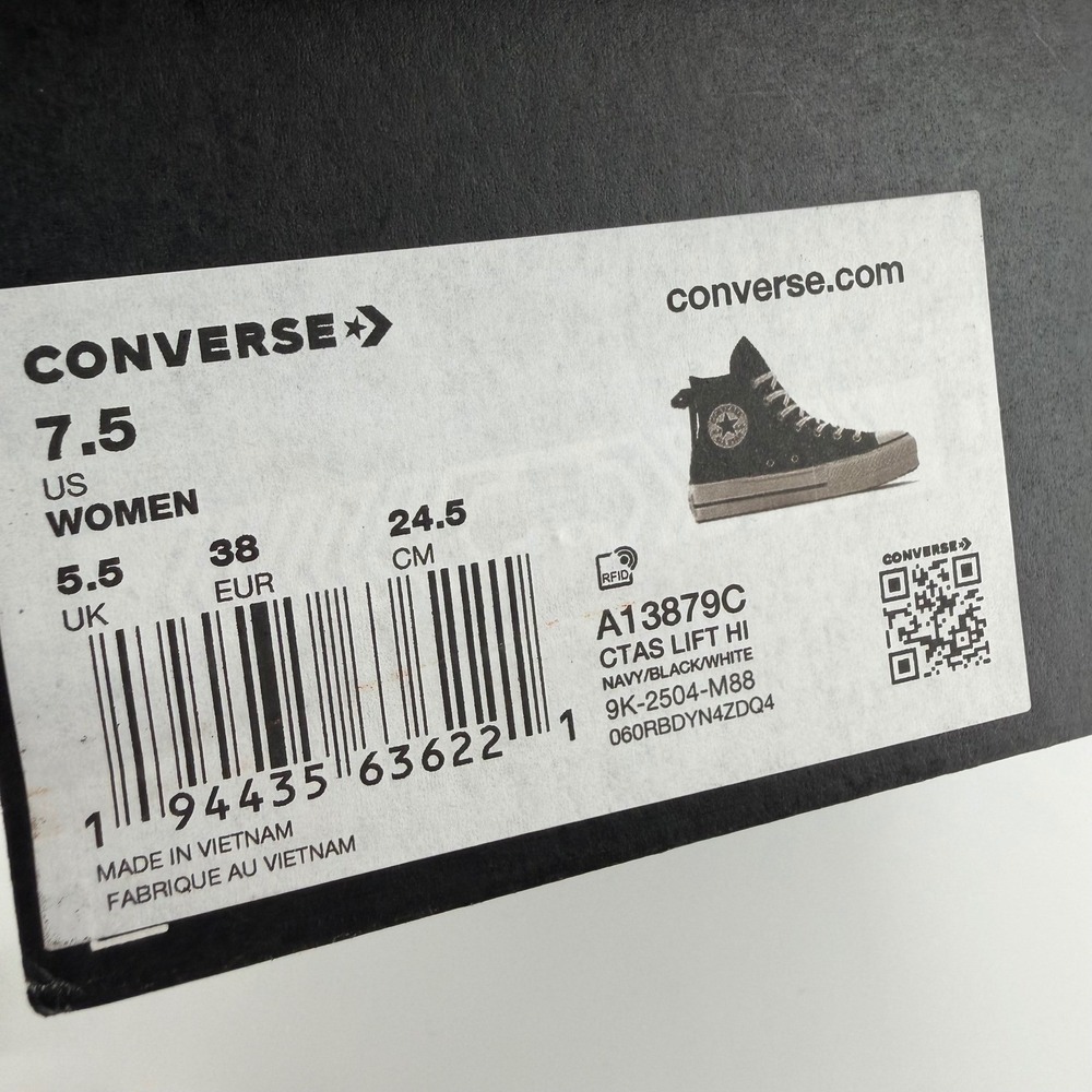 Converse CTAS Lift Hi Plaid Navy Green Platform Sneakers A13879C Womens 7.5 - Picture 4 of 10